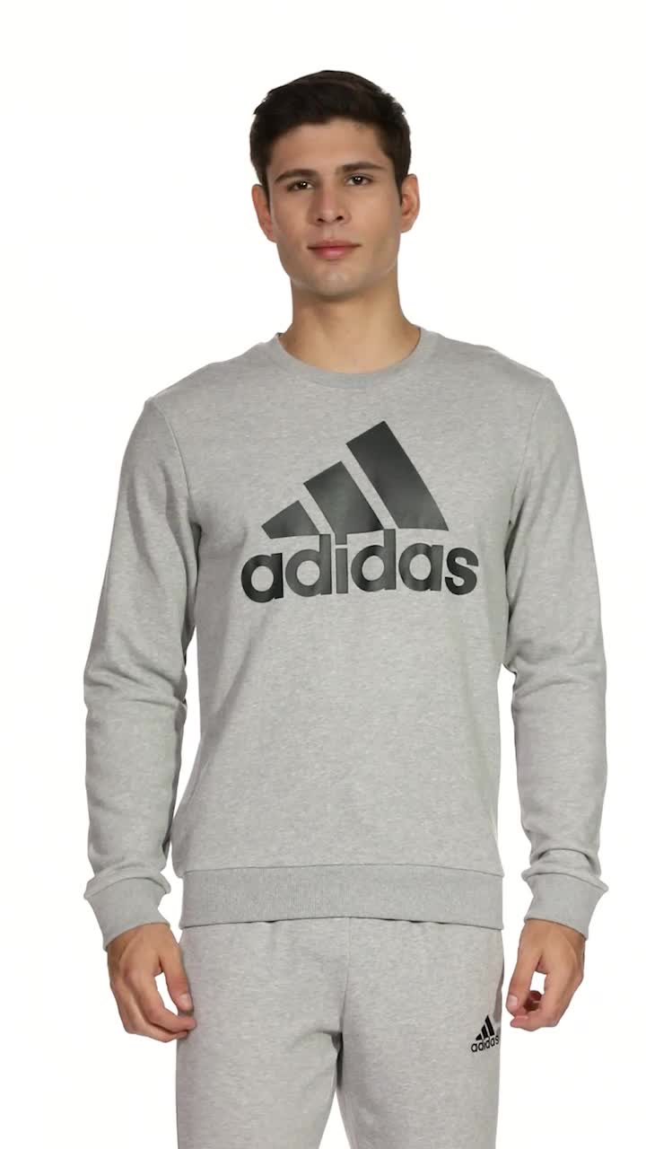 adidas Men'S Cotton Crew Neck Regular Sweatshirt (Ha5634_S, Mgreyh